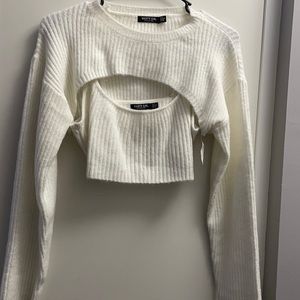 White Crop Tank/Sweater Top